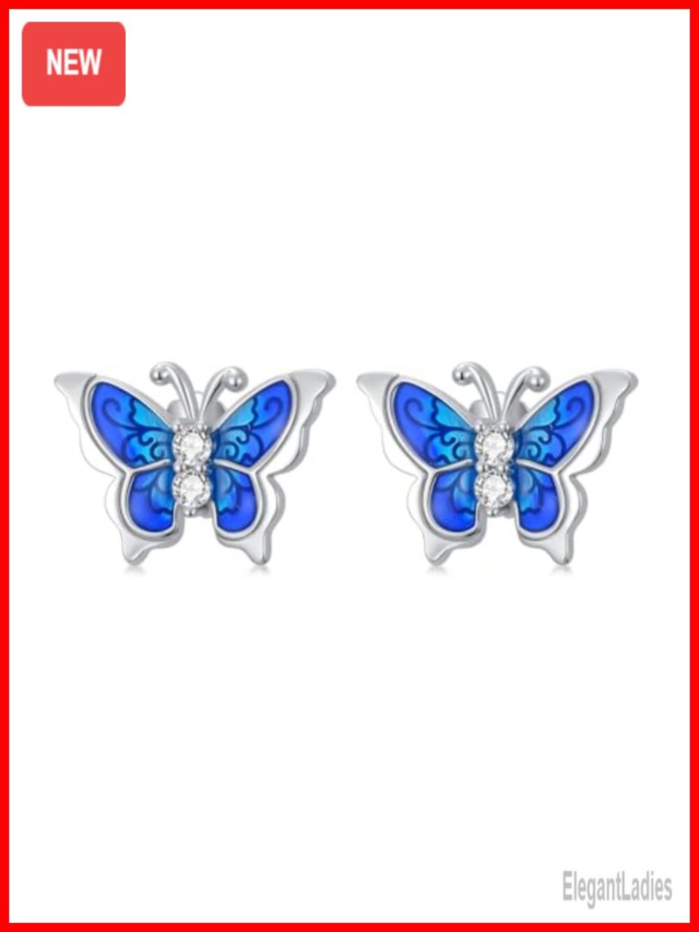 Lab Grown Diamond Butterfly Stud Earrings 925 Sterling Silver
